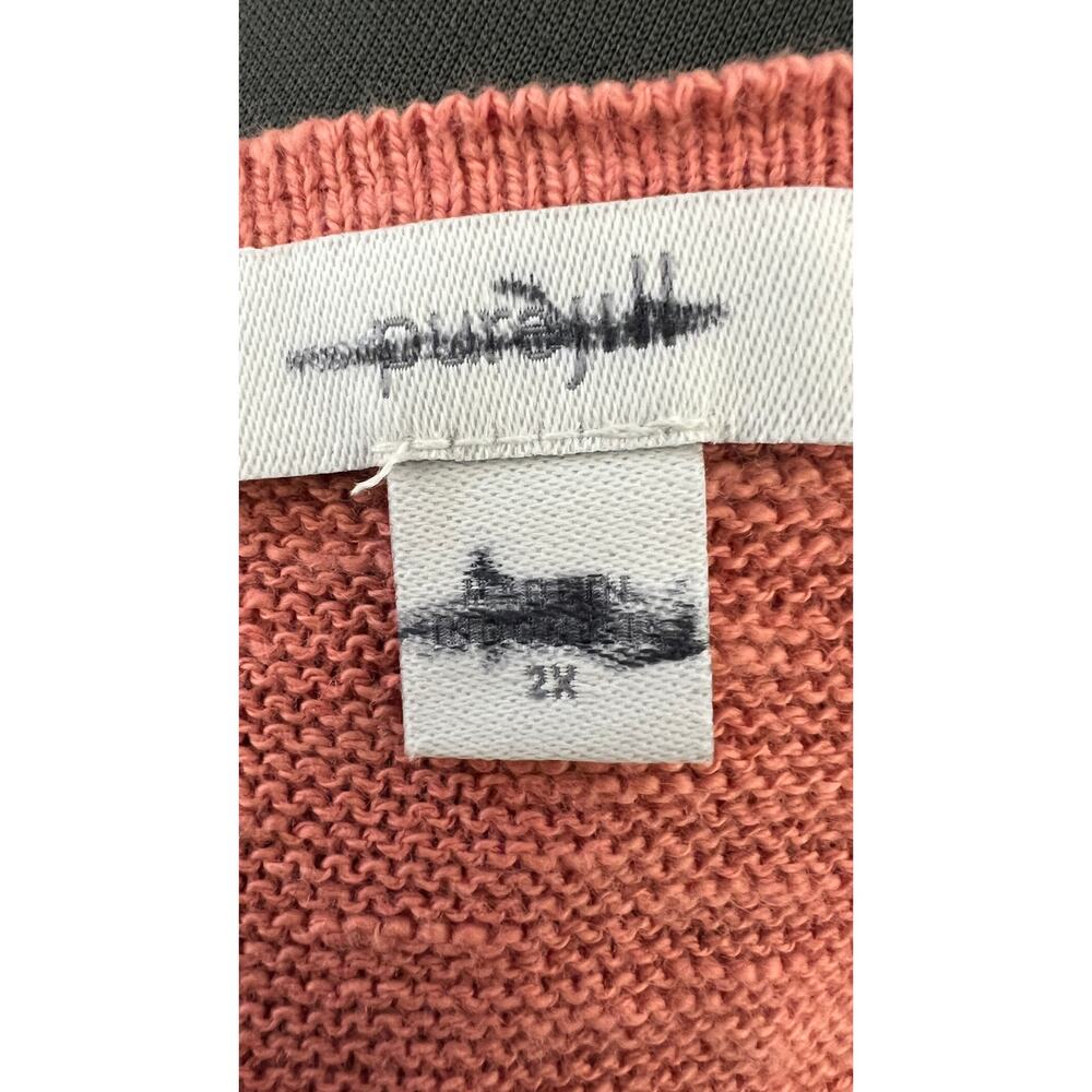 🌺 PureJill Coral Oversized Slouchy Knit Top 2X Plus Relaxed Boho Minimalist - Picture 4 of 4